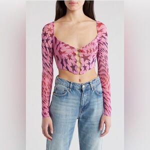 AFRM Pink and Red Star Patterned Blouse